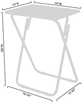 Folding TV Tray Tables, for Small Space, Black, Set of 2 | 19" X 15" X 26", For Eating, Portable Dinner Table, Couch & Living Room
