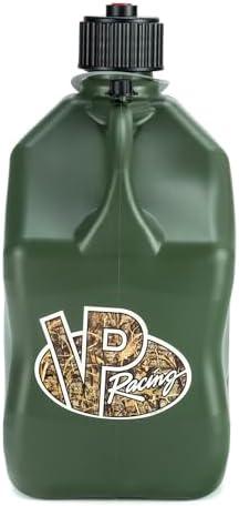 VP Racing 5.5-Gallon Square Motorsport Utility Container Camo (4 Pack) with a 14" Deluxe Hose (1 Pack) Close-Trimmed Cap and Neck for Tight Seal
