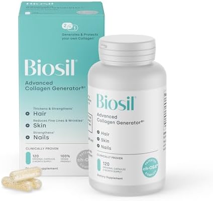 Biosil Collagen Booster Supplement - 120 Original Capsules - Patented ch-OSA Activator for Skin, Hair, Nails & Joints - Supports Natural Production - 60-Day Supply