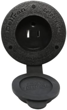 Battery Tender Marine AC - Black Plug Power Port Receptacle - AC Power Flanged Port Inlet Plug - High Grade AC Electrical Connection Adapter with
