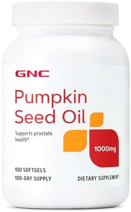 GNC Pumpkin Seed Oil 1000mg Supplement, Supports Prostate Health, 100 Servings