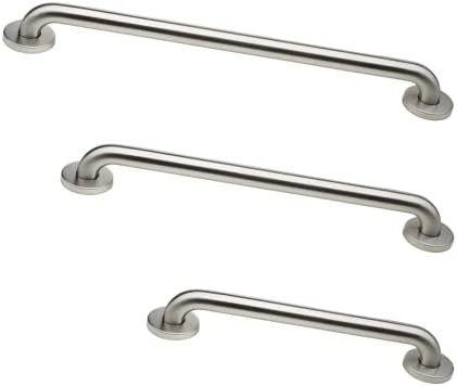 Grab Bars, ADA Grab Bar Bundle, Brushed Stainless, Pack of 3, 18/36/42 in | ADA Compliance, 1.5 in Diameter, Toilet and Shower Grab Bars