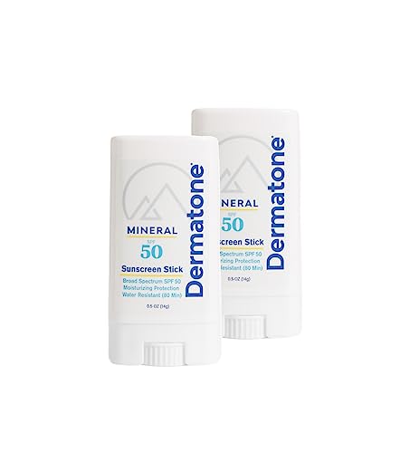Dermatone Mineral Sunscreen Stick SPF 50 Zinc Oxide | Sunscreen Stick for Face and Body, Broad Spectrum UVA/UVB, Reef Safe, Moisturizing, Water Resistant (80 min), Fragrance Free, 0.5 oz