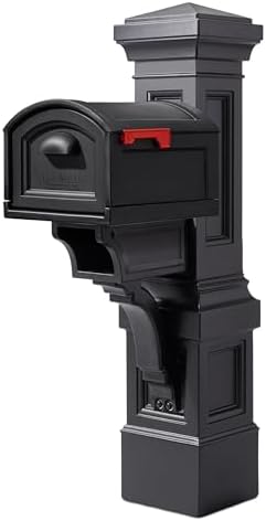 Step2 Atherton Grand Mail Post, Mailbox Not Included, Weather Resistant, Large Outdoor Mail Post, Made of Durable Plastic, Easy Install, Onyx Black