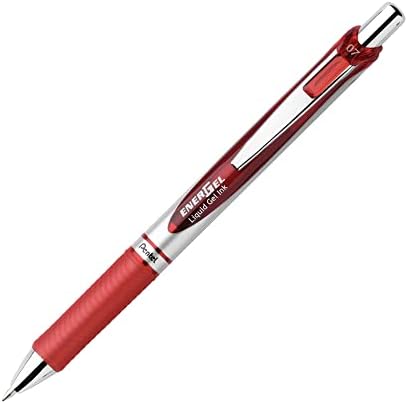 Pentel EnerGel RTX Retractable Liquid Gel Pen, (0.7mm), Medium Line, Metal Tip, Black Ink, Pack of 6 (BL77BP6A)