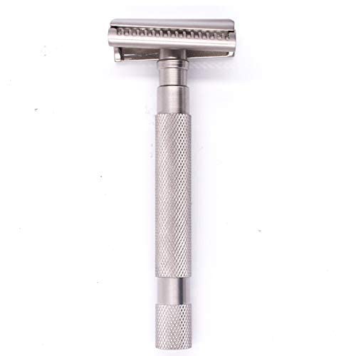 Parker Semi-Slant Safety Razor – Satin Chrome Finish | Smooth, Efficient Double Edge Wet Shaver for Men | Slanted Cutting Action + 5 Platinum Blades Included | Iconic Brand