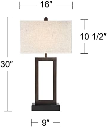 Todd 30" Large Table Lamp USB Brushed Nickel AC Power Outlet Modern | Hotel Charging Ports Living Room Bedroom House Bedside Nightstand Home Office Family Rectangle White Shade