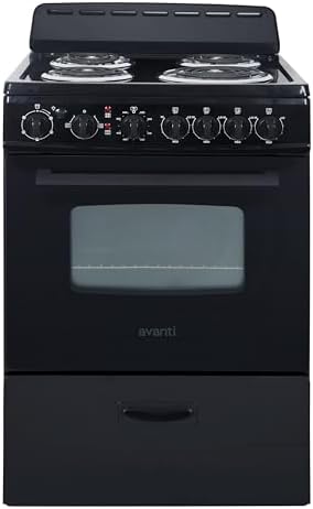 Avanti Electric Range Oven Compact Design, 2.6-Cu.Ft. Capacity with 4 Coil Burners, Framed Glass Oven Door