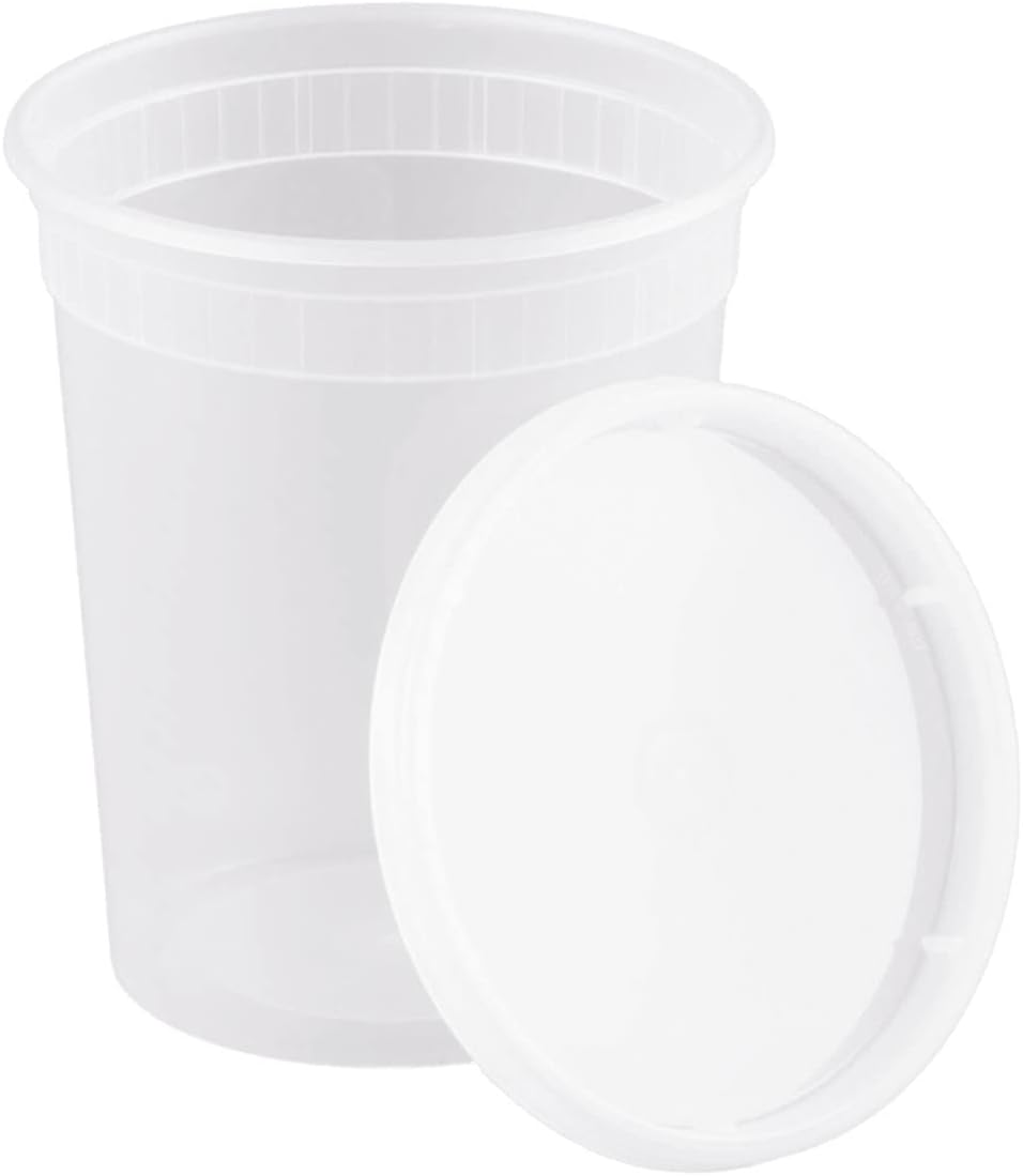 32 oz [20-Pack] Microwavable Plastic Deli Food Storage Containers with Lids