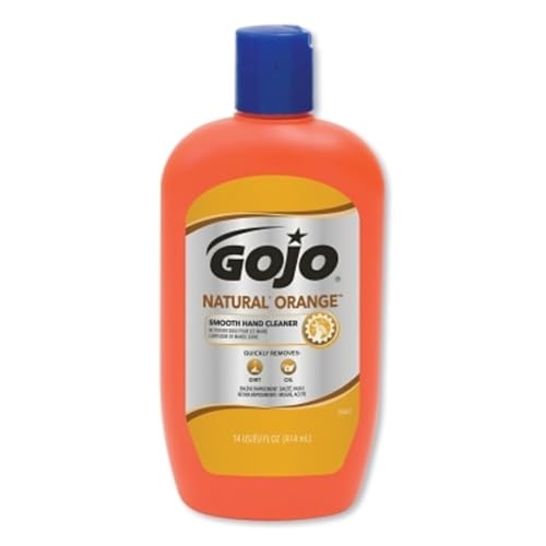 GOJO NATURAL ORANGE Smooth Hand Cleaner, 14 fl oz Quick-Acting Lotion Hand Cleaner Flip-Cap Squeeze Bottle (Pack of 12) - 0947-12