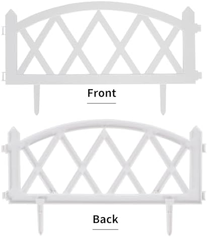 Sungmor Plastic Garden Fence Border Set - Lightweight Decorative Landscape Edging Panels, White Flower Bed Lawn Border - Easy Install for Soft Soil