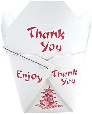 Pack of 15 Chinese Take Out Boxes PAGODA 8 oz / Half Pint Party Favor and Food Pail