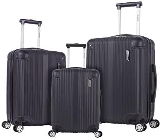 Rockland Berlin Hardside 3 Piece Expandable Spinner Wheel Luggage Set, (20"/24"/28"), Black