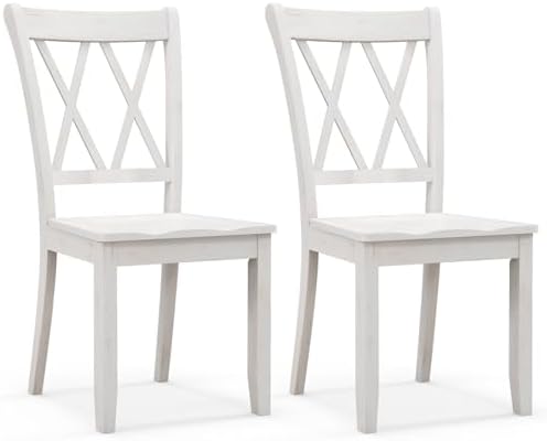 Giantex Set of 2 Dining Chairs, Rubber Wood Dining Room Chair, Farmhouse Dining Side Chairs, Max Load 400 Lbs, Wooden Kitchen Chairs for Home Kitchen