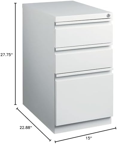 Staples 3-Drawer Vertical File Cabinet, Letter Size Documents, Lockable, 19.88" D x 15" W x 27.75" H, Black