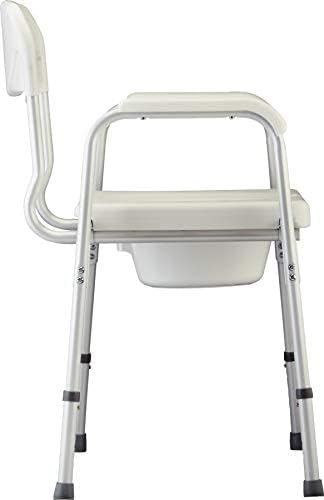 NOVA Heavy Duty Bedside Commode, Extra Wide Seat, 450 lb. Weight Capacity, Seat Height Adjustable, Stand Alone or Over Toilet Commode, White