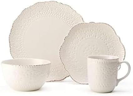 Pfaltzgraff Chateau Cream 16-Piece Stoneware Dinnerware Set, Service for 4, Off White