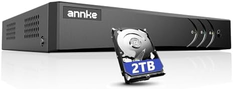 ANNKE 3K Lite 8 Channel DVR for Security Camera, 2TB Hard Drive Disk, Black | H.265+ 5-in-1 Digital Video Recorder, AI Human/Vehicle Detection
