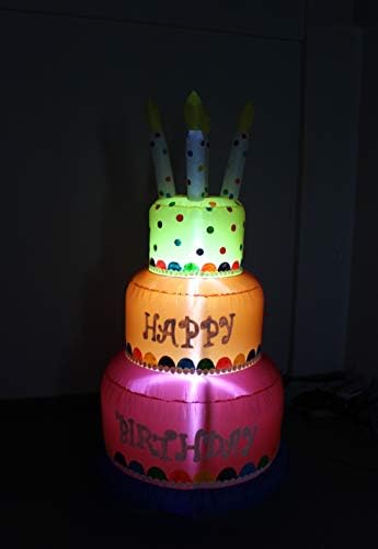 6 Foot Tall Happy Birthday Cake Inflatable with Candles