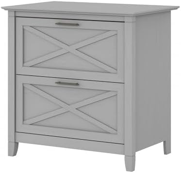 Bush Home Key West 2 Drawer Lateral File Cabinet in Washed Gray, Document Storage for Home Office, Accent Chest with Drawers