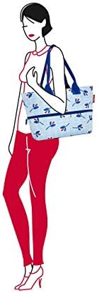 reisenthel Shopper E1, Expandable 2-in-1 Tote, Converts from Handbag to Oversized Carryall, Leaves Blue