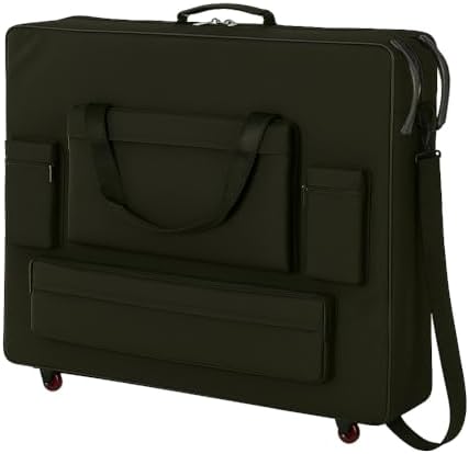 Deluxe Portable Massage Table Carrying Case with Wheels – Heavy-Duty Nylon Travel Bag with Shoulder Strap & Pockets – Fits Most Standard Folding Massage Tables – Black (30")