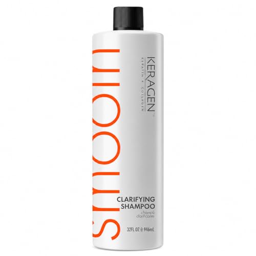 KERAGEN Pre-Treatment Clarifying Shampoo, Softening, 32 oz | SLES and 5-part amino complex remove silicone, mineral, chlorine