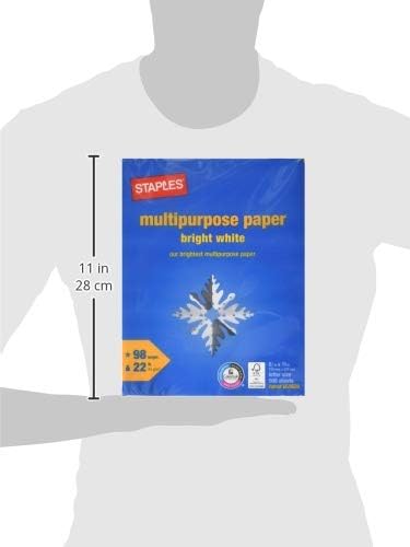 Staples Multipurpose Paper, 8 1/2" x 11", Bright White, Ream, For Office, School & Home