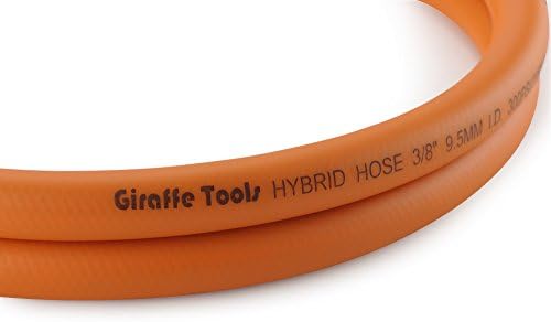 Giraffe Tools Hybrid Air Hose, 3/8 inch x 50 ft, 1/4 in. MNPT Fittings | 300 PSI Heavy Duty, Lightweight Air Compressor Hose