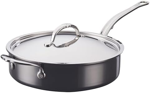 Hestan NanoBond Molecular Titanium Saute Pan with Lid, 3.5-Quart - PFAS-Free Stainless Steel, 4x Stronger, 1050°F Safe, Induction Compatible