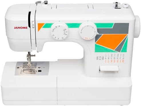 Janome MOD-19 Easy-to-Use Sewing Machine with 19 Stitches, Automatic Needle Threader and 5-Piece Feed Dogs,white