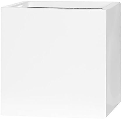 Pottery Pots Elegant White Square Indoor Outdoor Planter Pot – Elegant Cube Shaped Flower Pot - 10”H x 10”W x 10”L