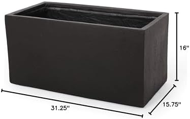 Christopher Knight Home Vanessa Outdoor Modern Large Cast Stone Rectangular Planter, White