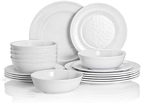 TP 18-Piece Dinnerware Set, Melamine Dishes Set with Bowls and Plates, Service for 6, Non-breakable Lightweight Dining Tableware, Teal