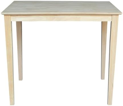 International Concepts Table Top Solid with Wood Bar Height Shaker Legs, 30 by 48-Inch, Unfinished