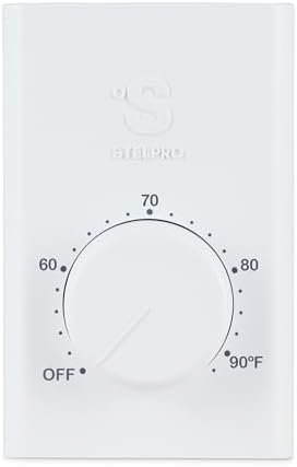 Stelpro Line Voltage Wall Thermostat - Single Pole 240V - SWT1F - White | Fits electric baseboards convectors and fan heaters, Mechanical dial, No batteries or programming, 240V rated