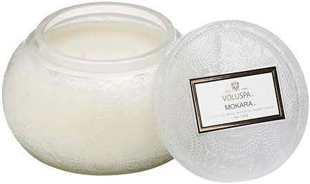 Voluspa Panjore Lychee, Glass Chawan Bowl Candle, 14 oz, 50 Hour Burn Time, Coconut Wax for Clean Burning, Handcrafted in the USA