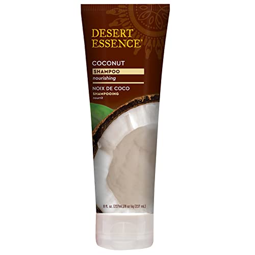 Desert Essence Coconut Shampoo for Dry Hair with Shea Butter, 8 fl oz | Deeply moisturizes, smooths frizz and restores softness