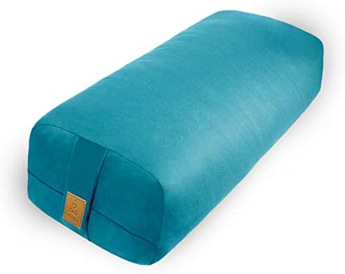 Yoga Bolster Pillow 26x10.5x5.5in Rectangular Meditation Cushion for Massage and Back Support, Breathable Cotton Fill, Zippered Organic Cotton Cover