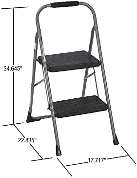Cosco 11308PBL1E 2-Step Big Step Folding Stool, 200lb, 22-Inch Spread, Black/Gray