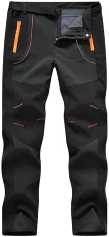 TBMPOY Men's Snow Ski Hiking Pants Waterproof Winter Fleece Lined Pants Camping Skiing Ice Fishing Pants with Belt