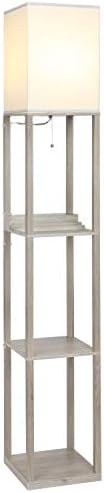 Brightech Maxwell Charger - Modern Shelf Floor Lamp with USB Charging Ports & Electric Outlet - Corner Display Floor Lamps with Shelves for Living