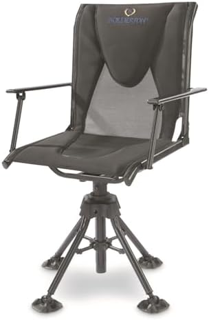 360º Swivel Hunting Blind Chair with Armrests, 300 lbs Capacity, Folding, Lightweight, Portable, Padded Cushion Hunting Seat, Hunt Gear and Equipment