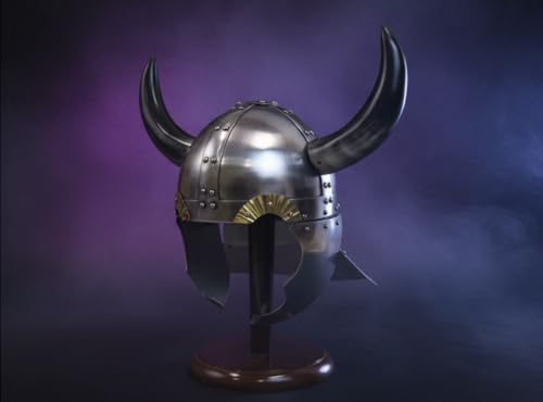 Horned Viking Helmet W/ Neck and Ear Guards - Wearable Costume Armor