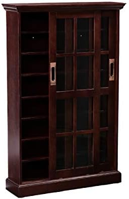 SEI Furniture - Media Cabinet with Sliding Doors - Espresso - Transitional Design, Brown Glass and Wood - Ideal for Home Office, Living Room (MS1071)