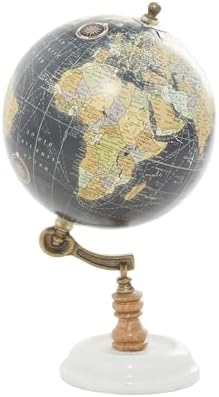 Deco 79 Marble Globe with Marble Base, 7" x 7" x 11", Teal | Educational/Geographic Earth World Map Decorative World Globe With Marble Base World Globe