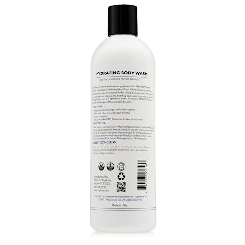 Sensitive Body Wash 16 oz - Paraben Free Sulfate Free Body Cleanser - Hypoallergenic for Delicate and Flaky Skins - No Synthetic Fragrance