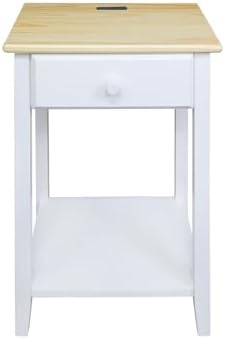 Casual Home Owl Night Stand with USB Port Charging Station and Drawer, 17.5"W x 14.25"D x 24.5"H, Espresso