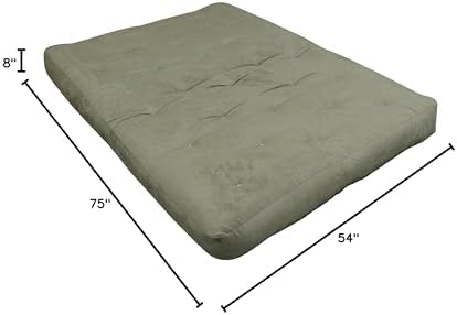 Gold Bond 8" Double Foam & Cotton Futon Mattress, Sage Microfiber, Full, Green