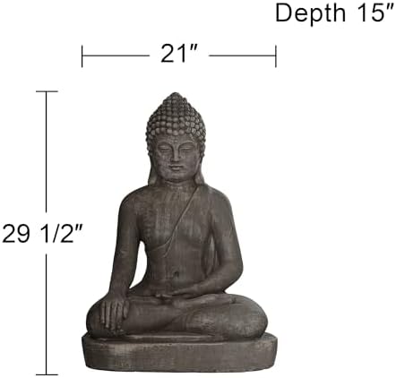 John Timberland Sitting Buddha 29 1/2" High Sandstone Outdoor Statue | Sculpture Zen Asian Japanese Garden Decor Front Porch Patio Yard Outside Home Balcony House Exterior Weathered Light Finish